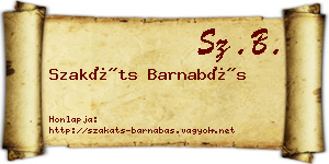 Szakáts Barnabás névjegykártya